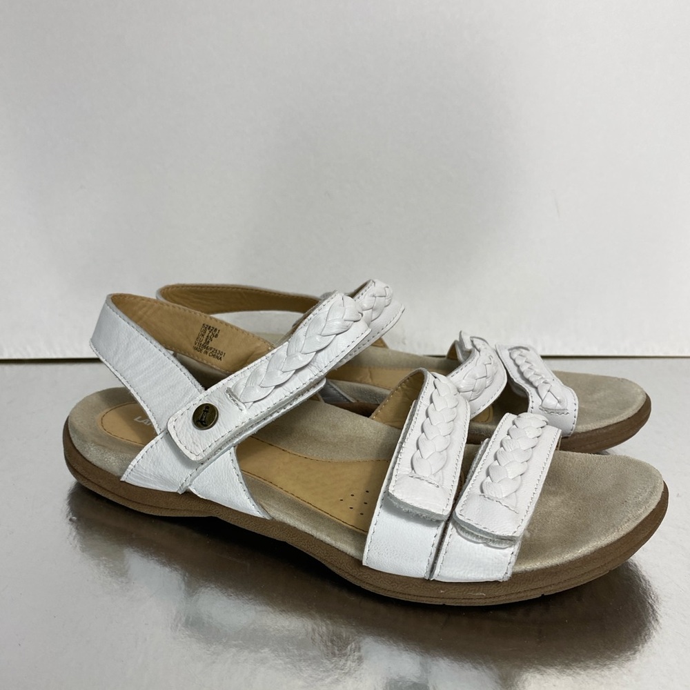 Lands End Women's Braided Leather Comfort Flat Sandals 7.5B